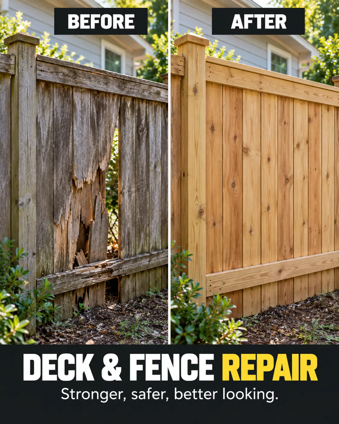 Fence Repair before and after project by Igor