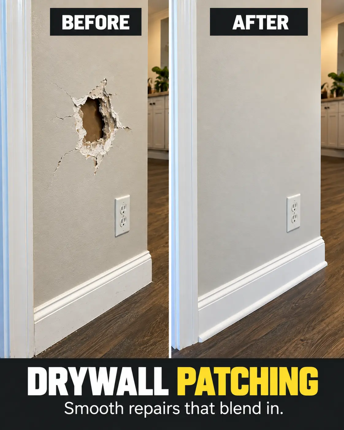Drywall Repair before and after project by Igor